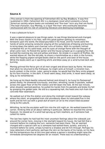 AQA Language Paper 1 new specification 2026 reading writing practice paper Fahrenheit 451