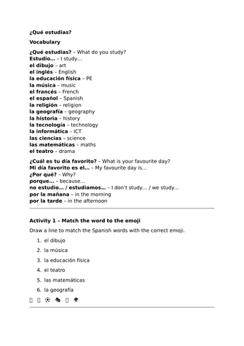¿Qué estudias? – School Subjects and Timetables