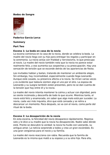 Bodas de Sangre – Federico García Lorca - Summary of Part Two