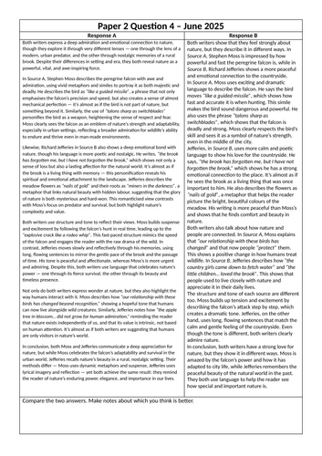 AQA Language Paper 2 June 2025 on Birds Model Answers