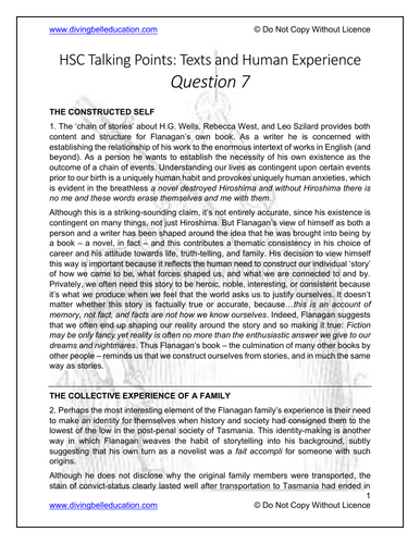 HSC Common Module Talking Points: Richard Flanagan, Question 7