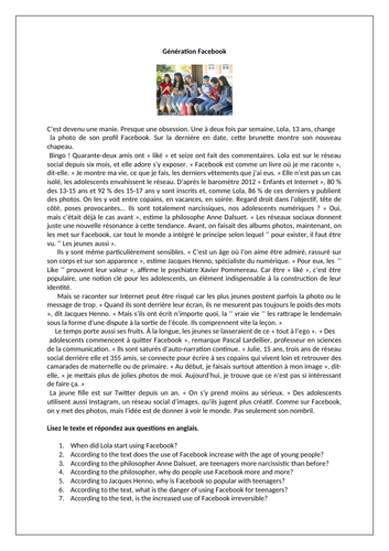 GCSE French (Higher) - Module 1 - Page 8 - Ma vie en ligne