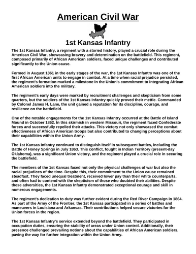 1st Kansas Infantry “Article & Questions” Assignment