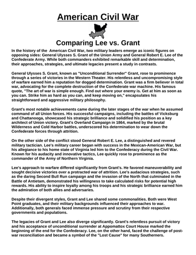 Comparing Lee and Grant “Article & Questions” Assignment