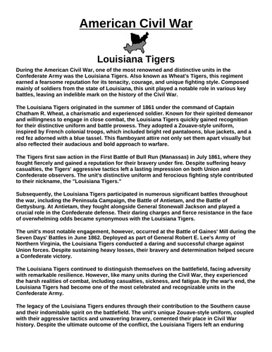 Louisiana Tigers “Article & Questions” Assignment