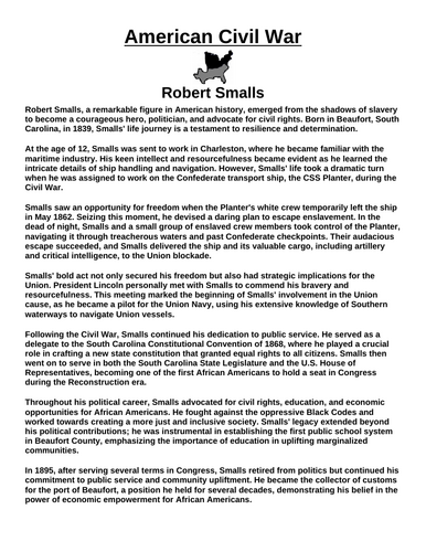 Robert Smalls “Article & Questions” Assignment