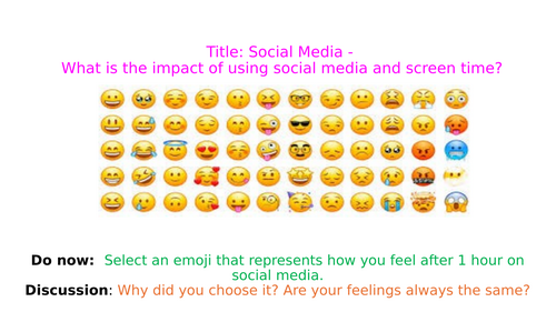 What is impact of using social media and screen time? Excellent PSHE lesson.