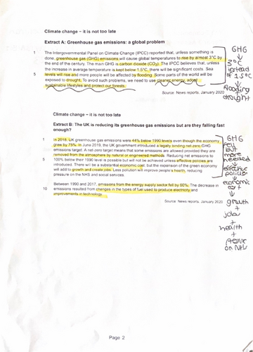 A-Level Economics Model Paper 3, full mark 25 marker (Climate Change)