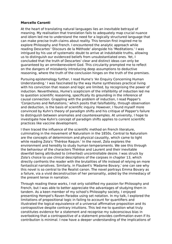 Oxford Philosophy and French – Successful Personal Statement