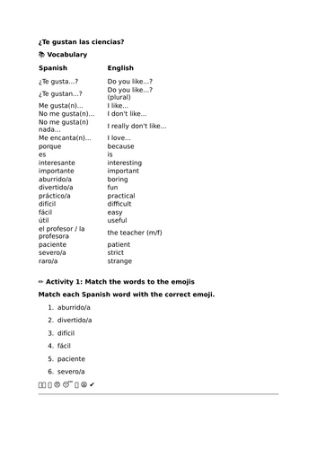 Viva 1 - Module 3 - ¿Te gustan las ciencias?