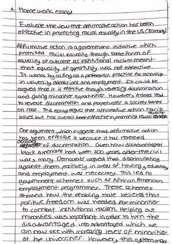 A-Level Politics Paper 3 - US Politics fully written-out 30 markers