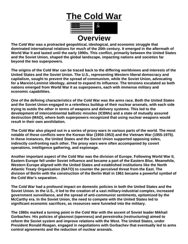 Cold War: Overview “Article & Questions” Assignment