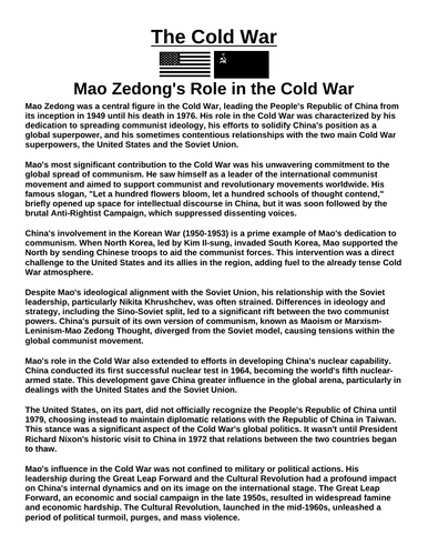 Cold War: Mao Zedong “Article & Questions” Assignment