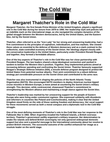 Cold War: Margaret Thatcher “Article & Questions” Assignment