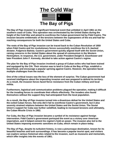 Cold War: The Bay of Pigs “Article & Questions” Assignment