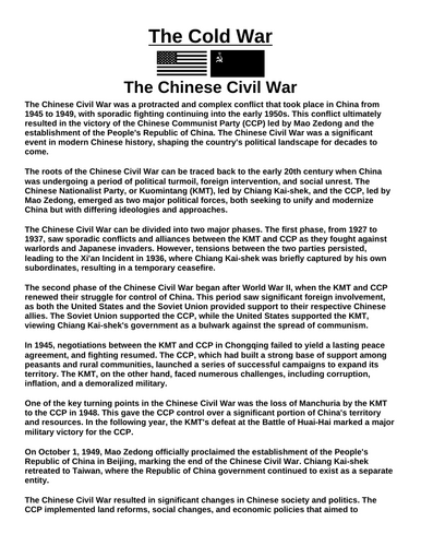 Cold War: The Chinese Civil War “Article & Questions” Assignment