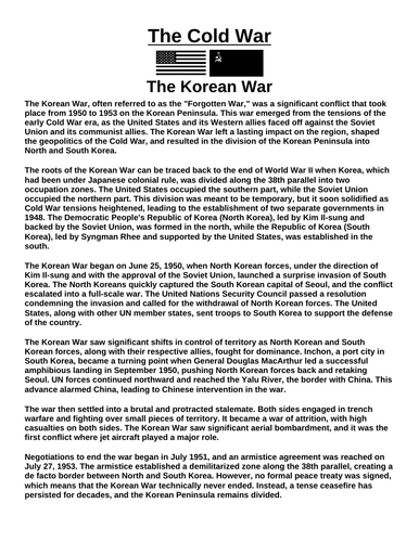 Cold War: The Korean War “Article & Questions” Assignment