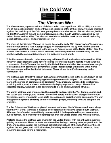 Cold War: The Vietnam War “Article & Questions” Assignment