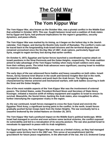 Cold War: The Yom Kippur War “Article & Questions” Assignment