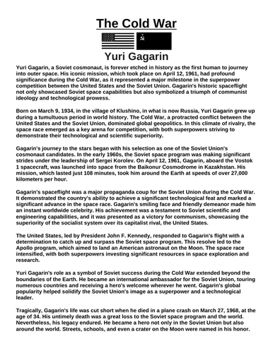 Cold War: Yuri Gagarin “Article & Questions” Assignment