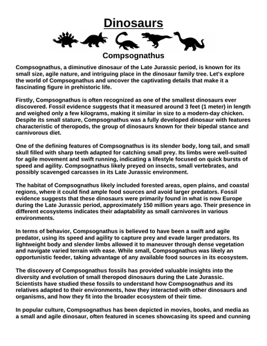 Compsognathus “Article & Questions” Assignment