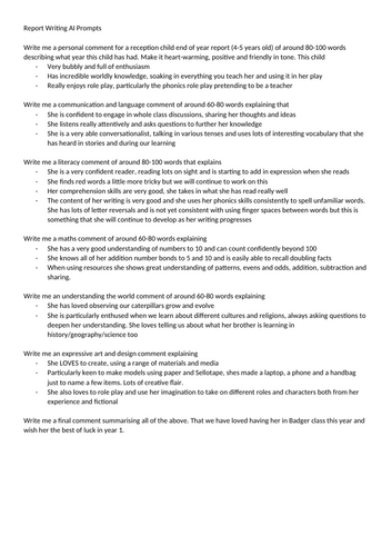 AI Report Writing Prompts