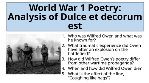 World War 1 Poetry - Analysing Dulce et Decorum est