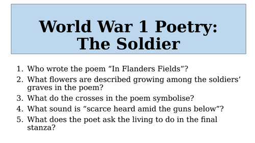 World War 1 Poetry - The Soldier (Structure)