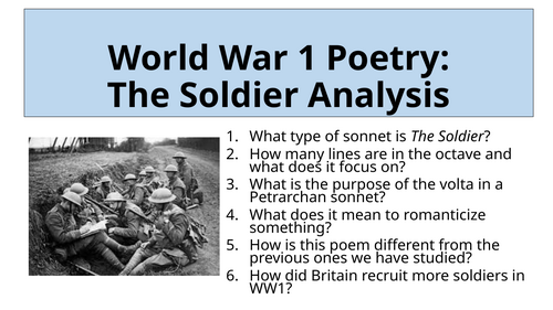 World War 1 Poetry - Analysing The Soldier | Teaching Resources