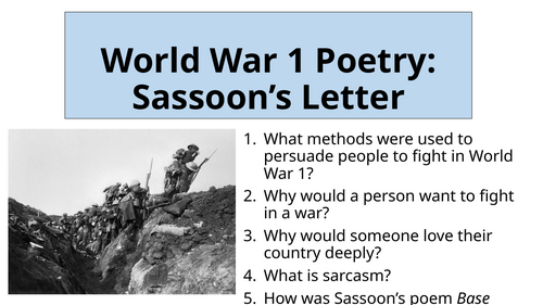 World War 1 Poetry - Creative Writing Assessment Prep and Assessment