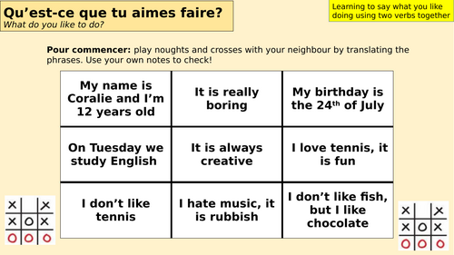 KS3 French: Qu'est-ce que tu aimes faire?