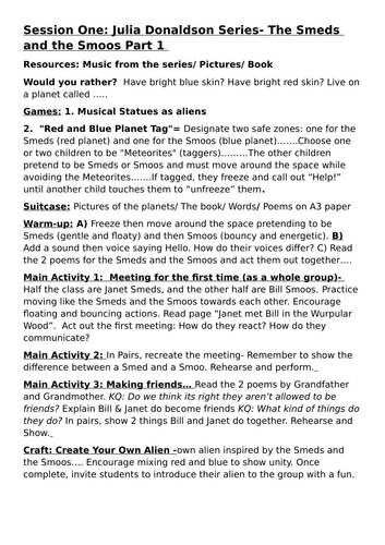 Julia Donaldson Series- Drama lessons