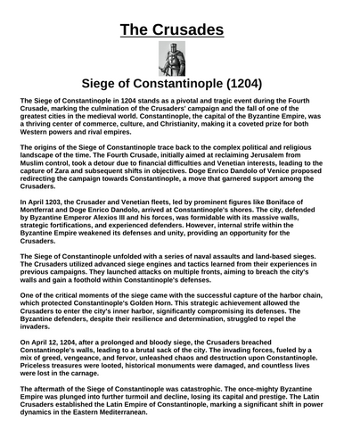 Fourth Crusade (1202-1204) Unit Assignment Bundle (6 Articles w/ Questions)