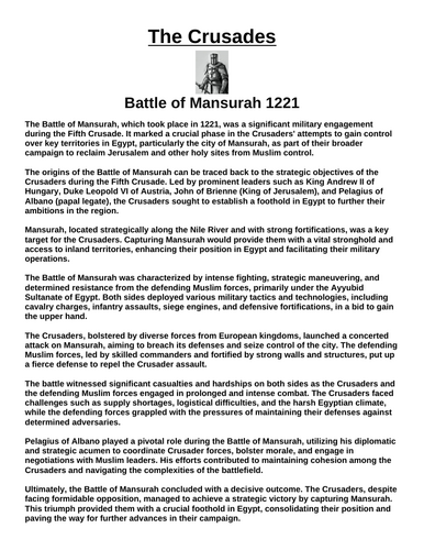 Fifth Crusade (1217-1221) Unit Assignment Bundle (7 Articles w/ Questions)
