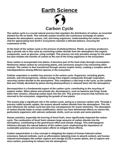 Carbon Cycle “Article & Questions” Assignment