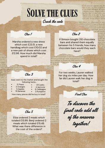 Maths Escape Room / Puzzles