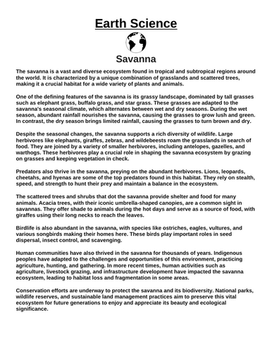 Savanna “Article & Questions” Assignment