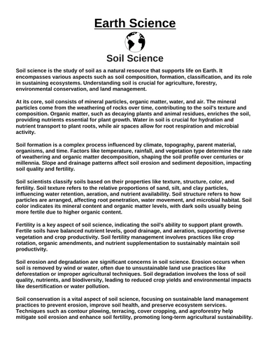 Soil Science “Article & Questions” Assignment