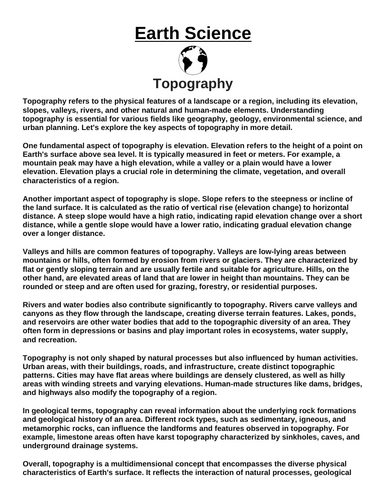 Topography “Article & Questions” Assignment