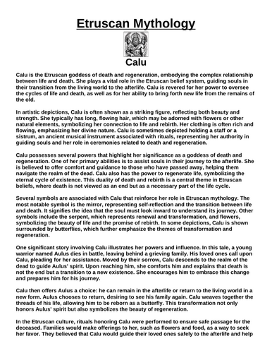 Etruscan God: Calu “Article & Questions” Assignment