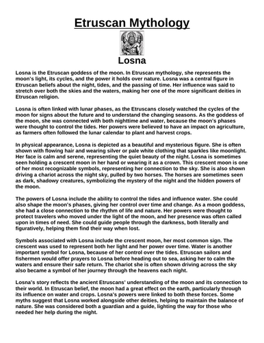 Etruscan God: Losna “Article & Questions” Assignment