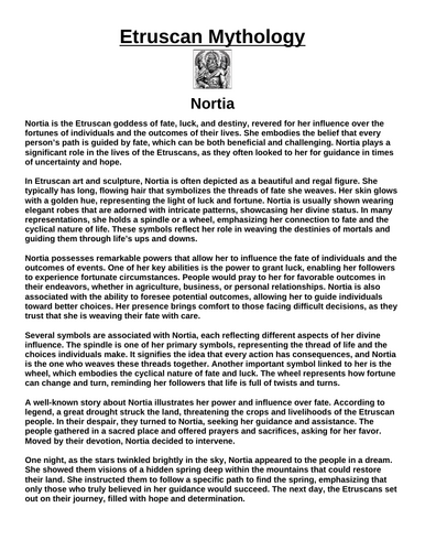Etruscan God: Nortia “Article & Questions” Assignment