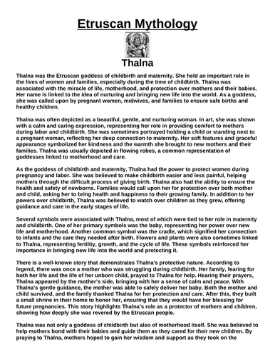 Etruscan God: Thalna “Article & Questions” Assignment
