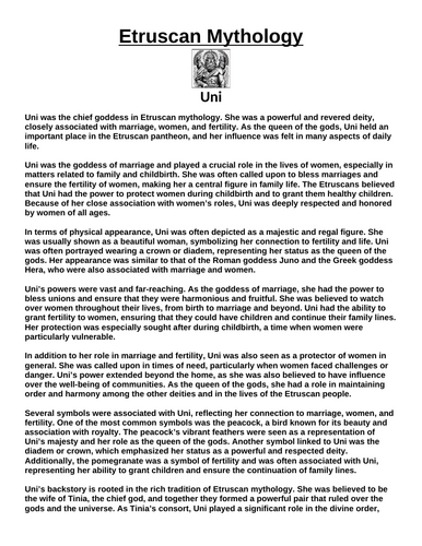 Etruscan God: Uni “Article & Questions” Assignment