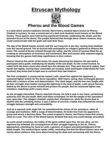 Etruscan Myth: Phersu and the Blood Games “Article & Questions” Assignment