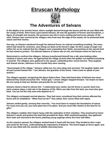 Etruscan Myth: The Adventures of Selvans “Article & Questions” Assignment