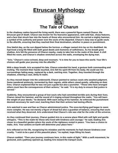 Etruscan Myth: The Tale of Charun “Article & Questions” Assignment