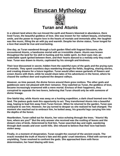 Etruscan Myth: Turan and Atunis “Article & Questions” Assignment