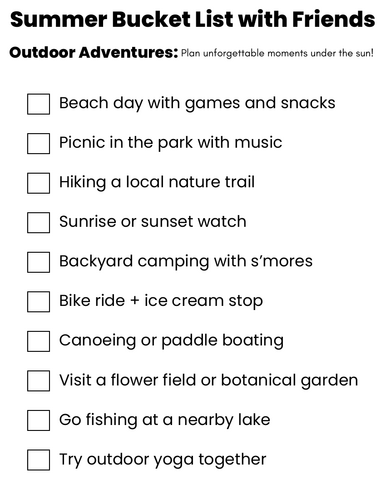 summer plan ideas with friends - things to do with friends in summer