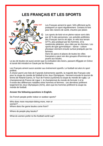 Pearson Edexcel / AQA GCSE French (Higher) - Module 1 - Page 10 - Tu as une vie active?